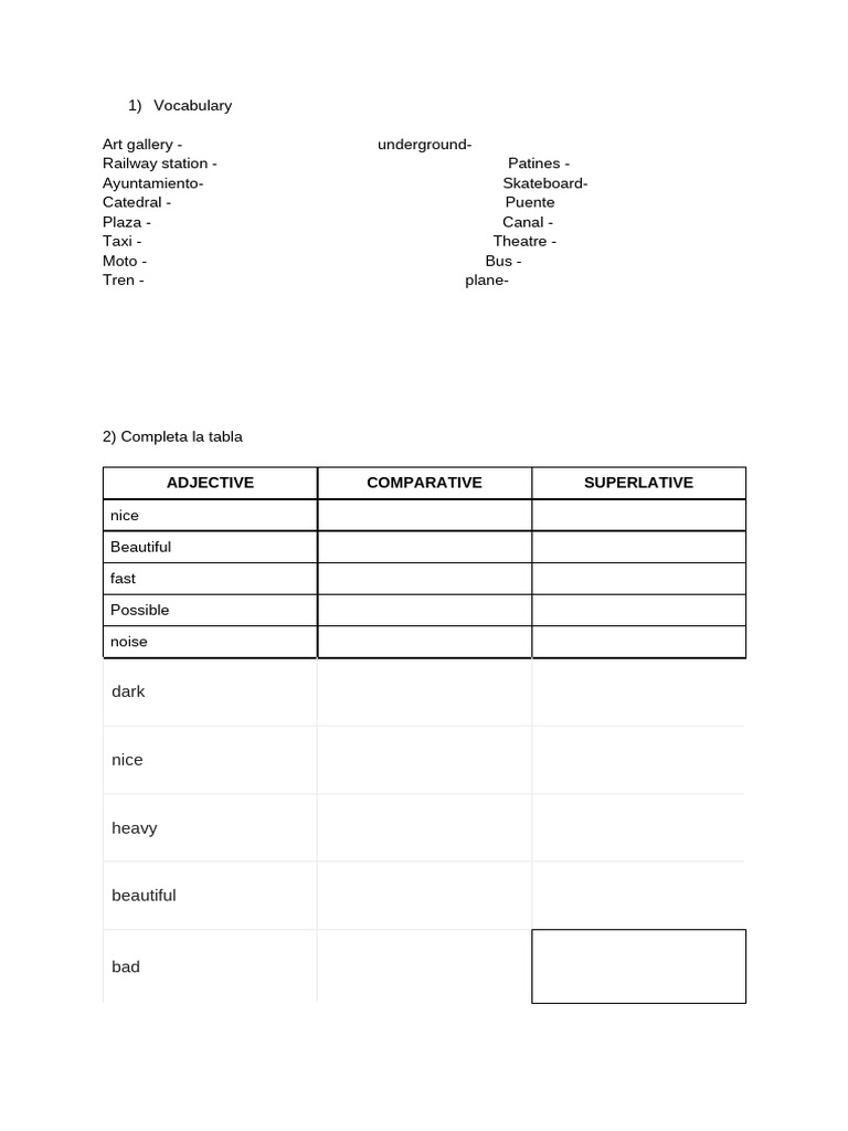 Compartive and Superlative Activities | PDF