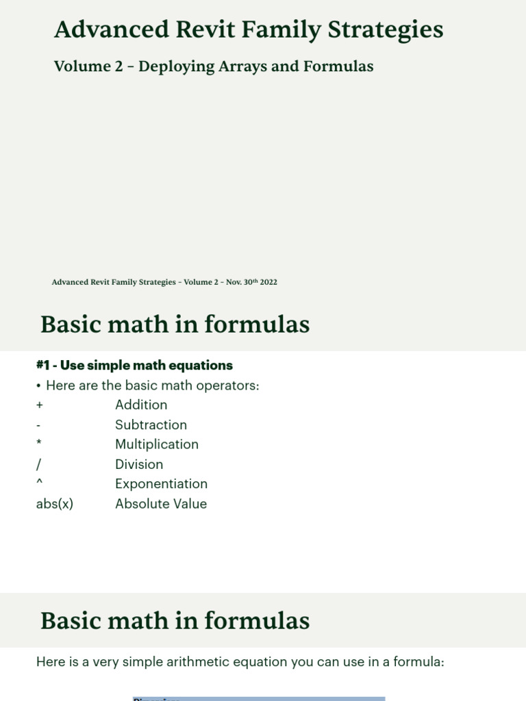 Volume2 Presentation Formulas and Arrays | PDF
