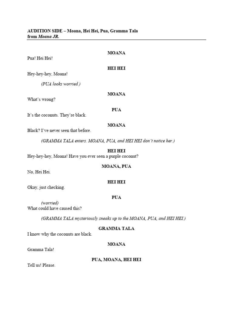 Moana, Hei Hei, Pua, Gramma Tala | PDF