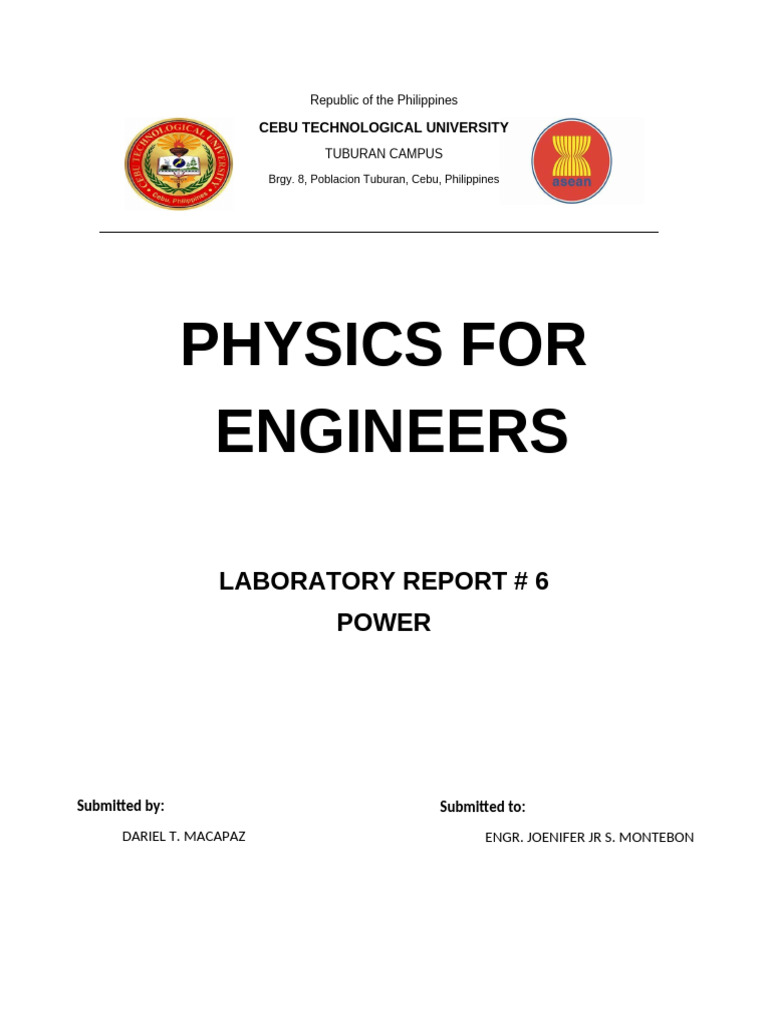 Physics Lab Report on Power Calculations | PDF | Physical Sciences ...