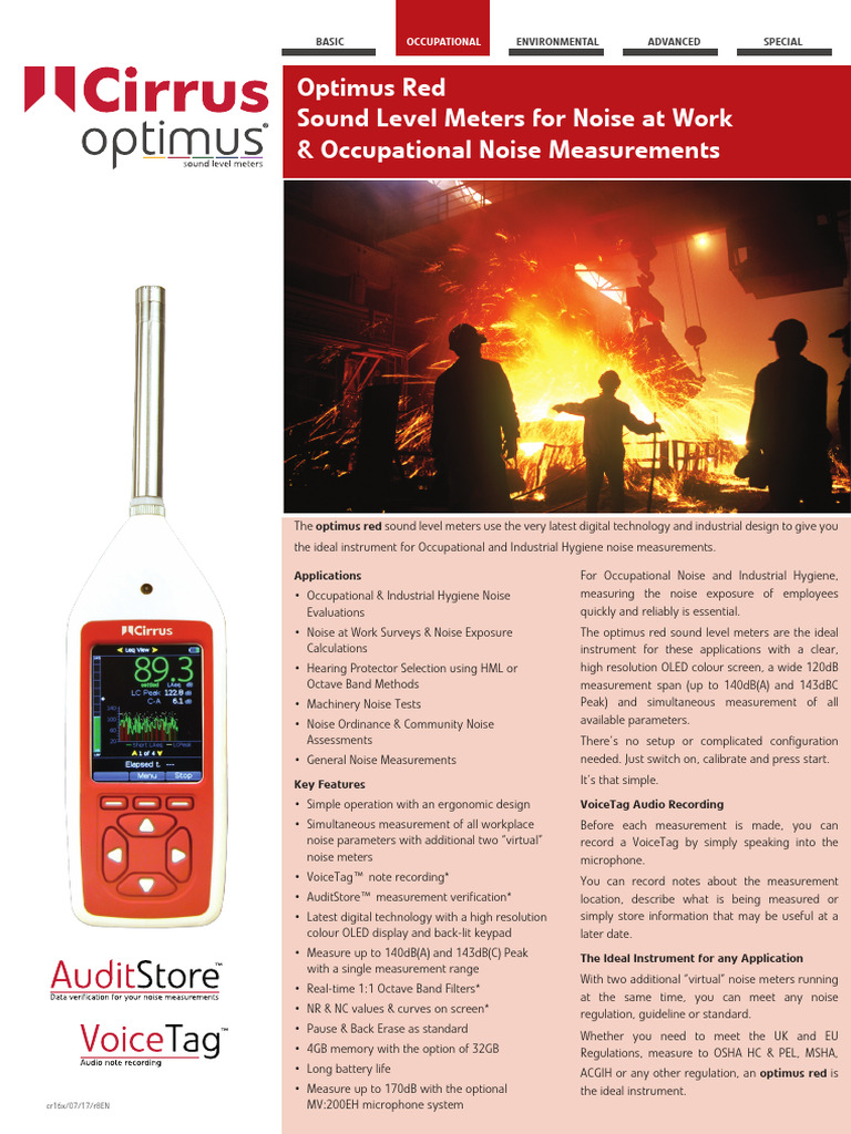 CR16x Optimus Red Sound Level Meters EN R8 | PDF