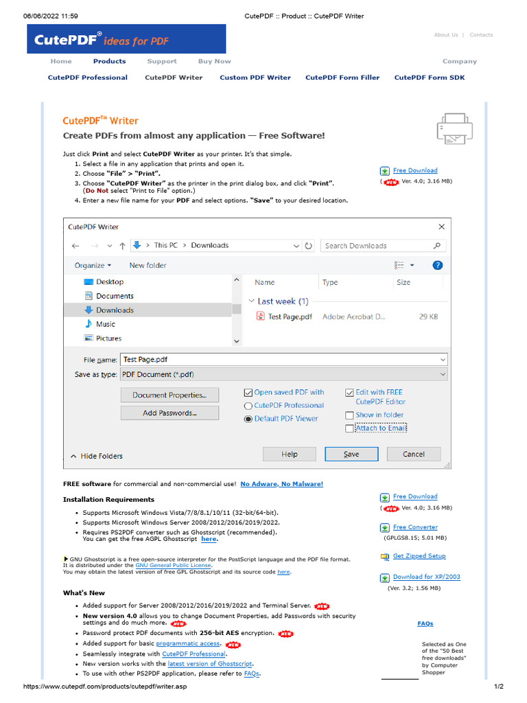 CutePDF - Product - CutePDF Writer | PDF | Software | Games & Activities
