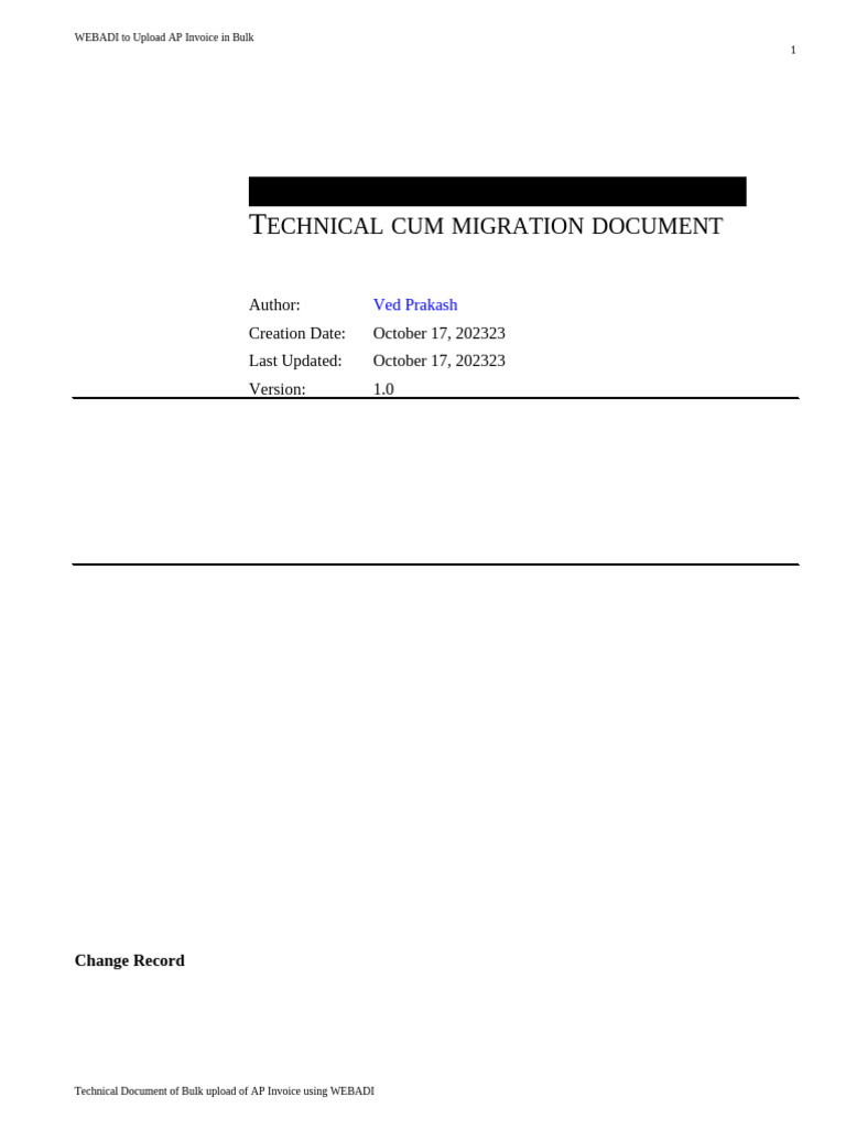 Webadi technical cum migration document upload pdf