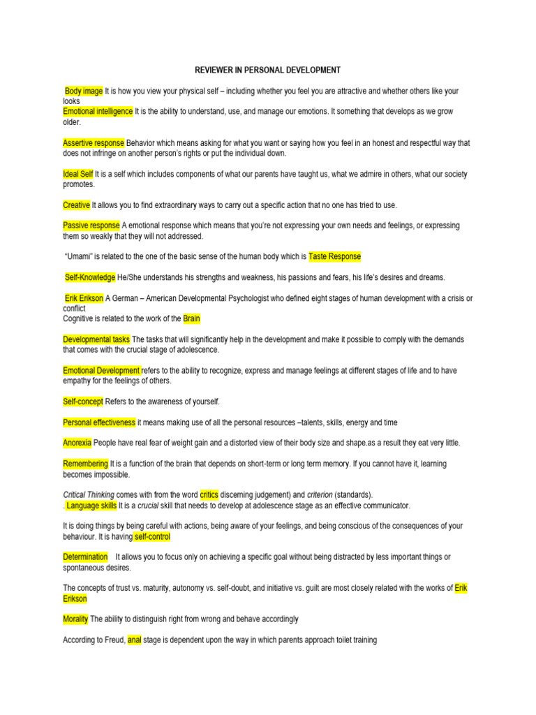 Reviewer in Personal Development | PDF