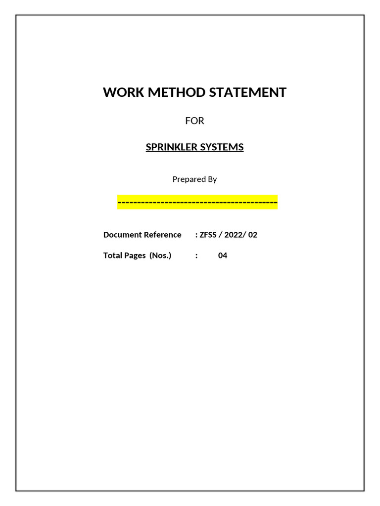 Work Method Statement Example | PDF