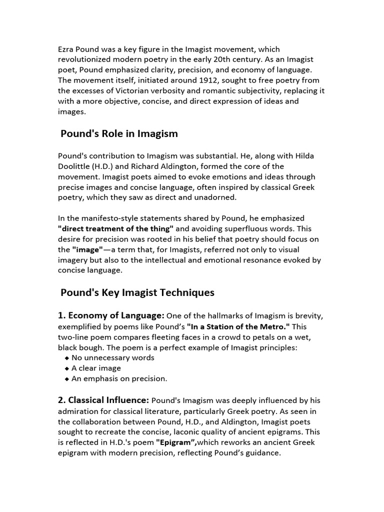 Ezra Pound and Imagist Poetry Principles | PDF | Poetry | Art