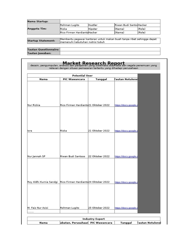 Interview Report - Start Up | PDF