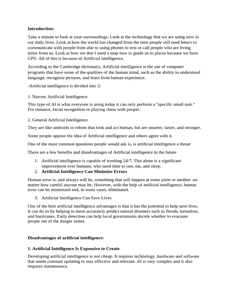 Is Artificial Intelligence A Threat | PDF