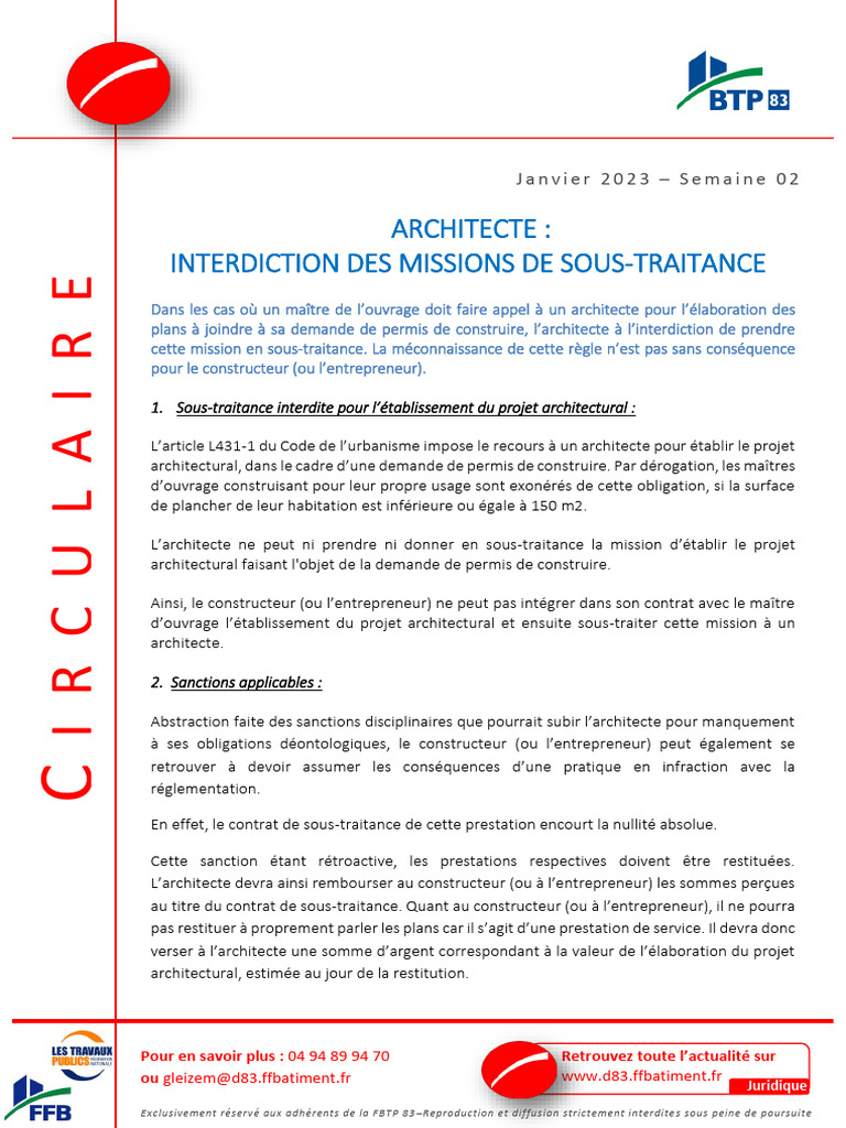 2023.01 - Sous-Traitance Et Architecte V2 | PDF