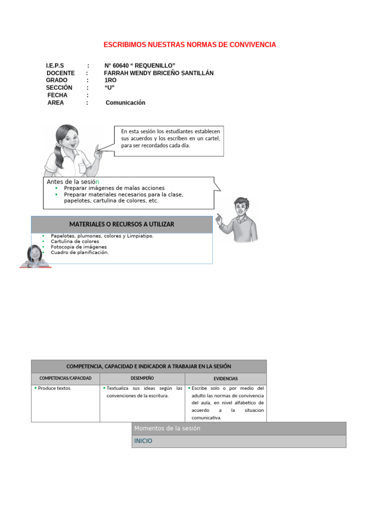 Normas de Convivencia en el Aula 1U | PDF | Salón de clases ...
