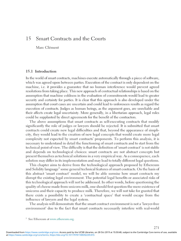 Smart Contracts and The Court | PDF