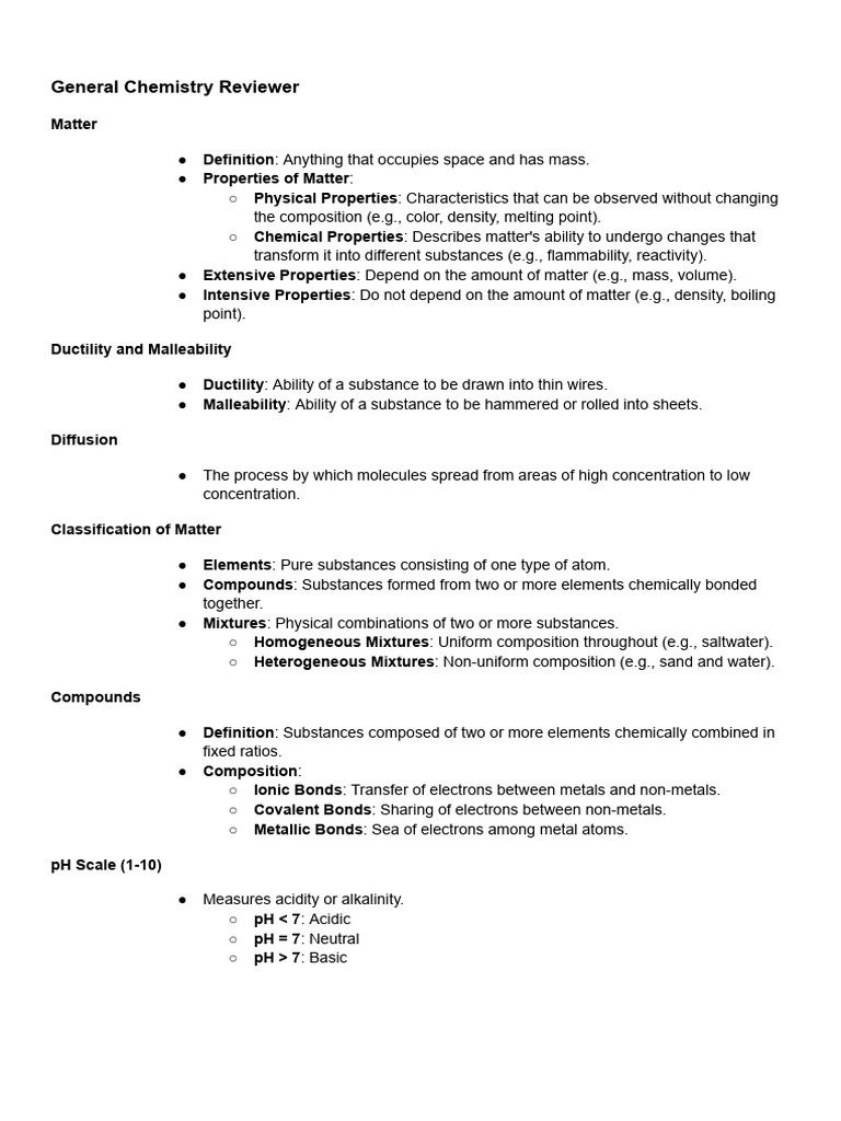 General Chemistry and Gen Math Reviewer | PDF
