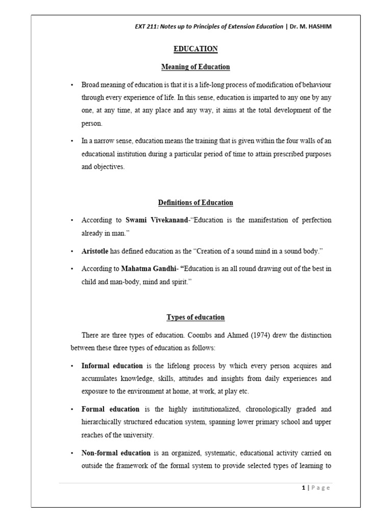 Extension Education Principles Overview | PDF | Learning | Science ...