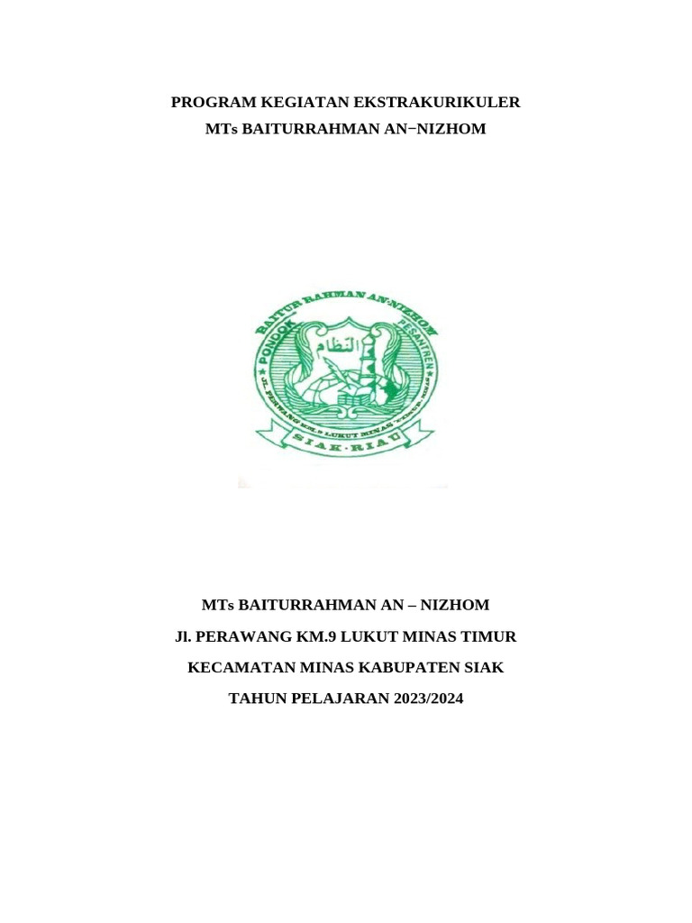 Cover Program Kegiatan Ekstrakurikuler | PDF