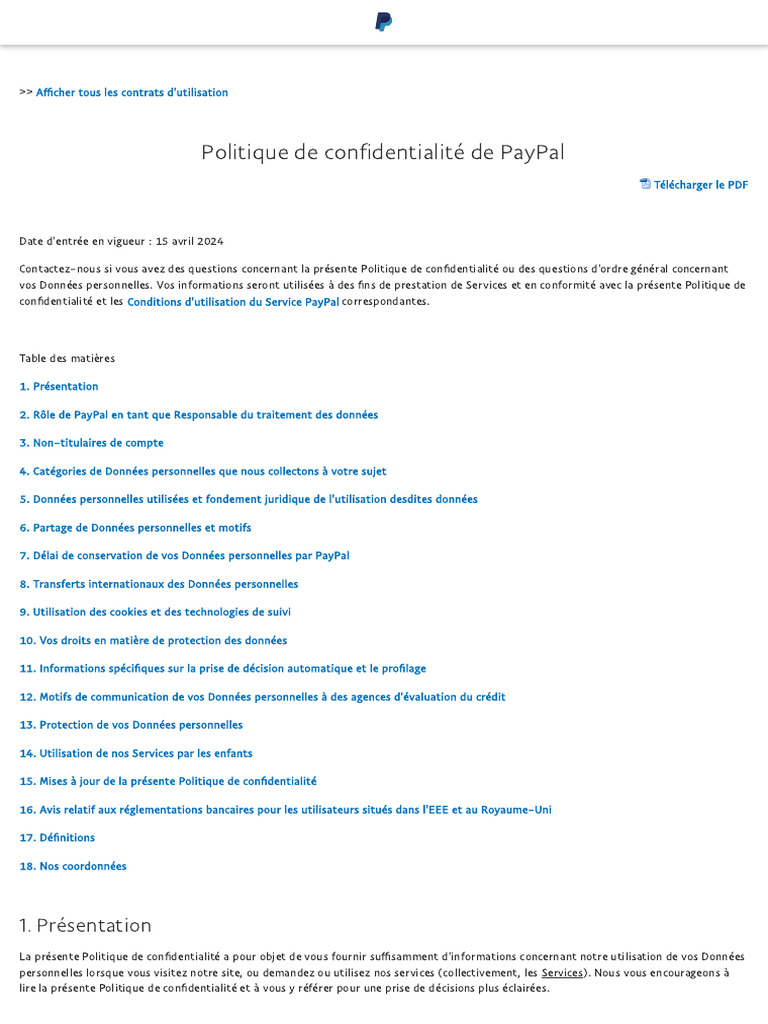 Politique de Confidentialité PayPal 2024 | PDF | Finance & Money ...