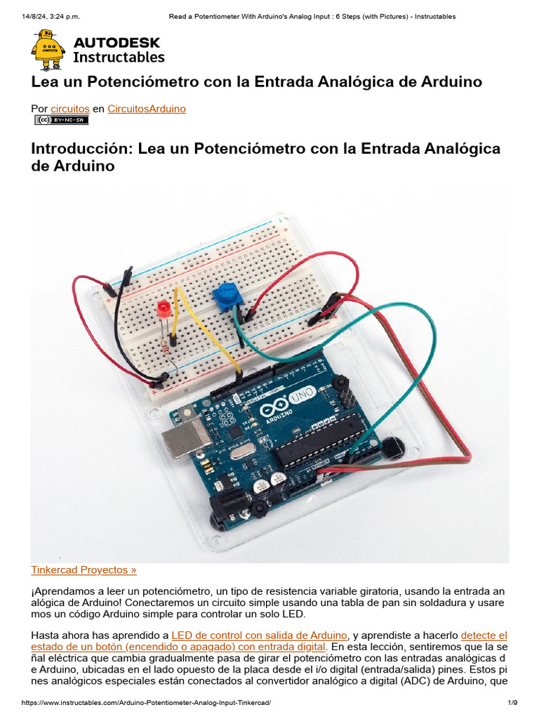 Read A Potentiometer With Arduino's Analog Input - 6 Steps (With ...