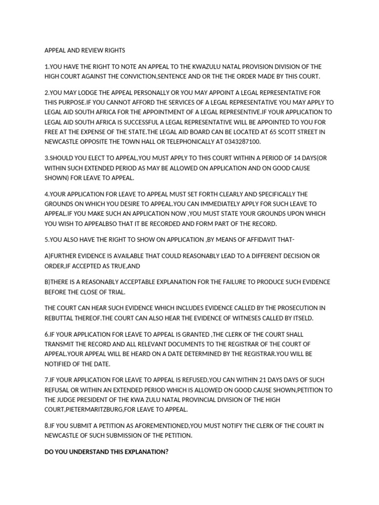 Appeal and Review Rights | PDF