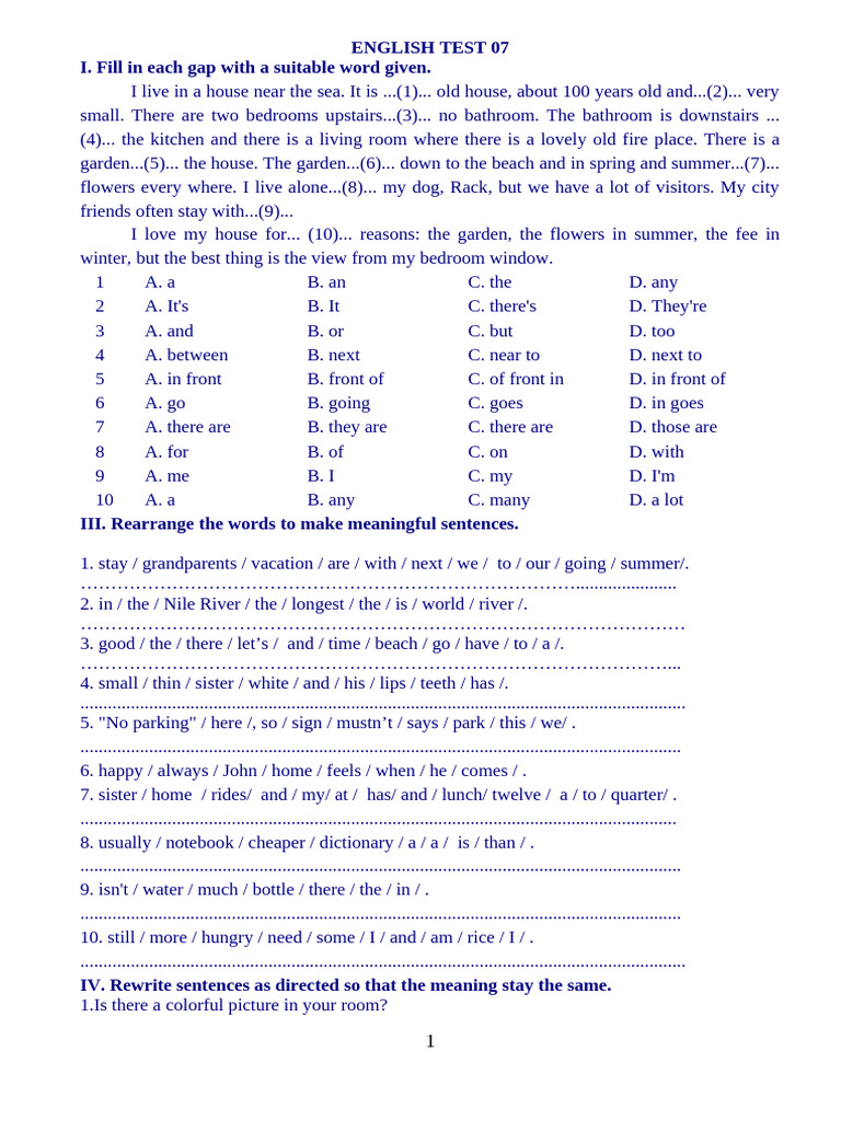 English Test 07 | PDF