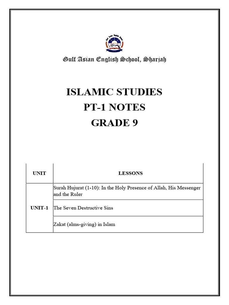 Grade 9 Islamic Studies Notes | PDF | Prophets And Messengers In Islam ...
