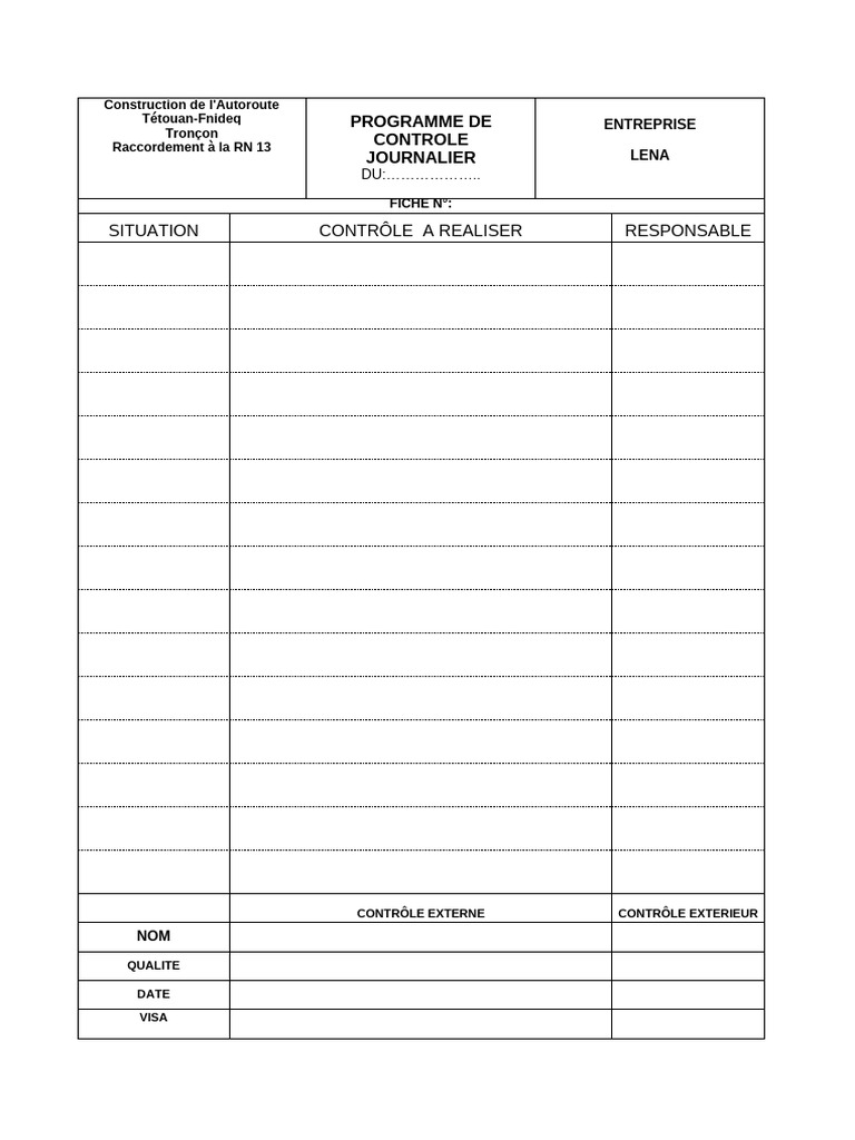 Programme de Controle Journalier | PDF