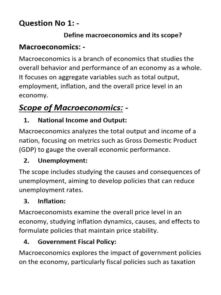 Question no 1 scope of macroeconomics pdf