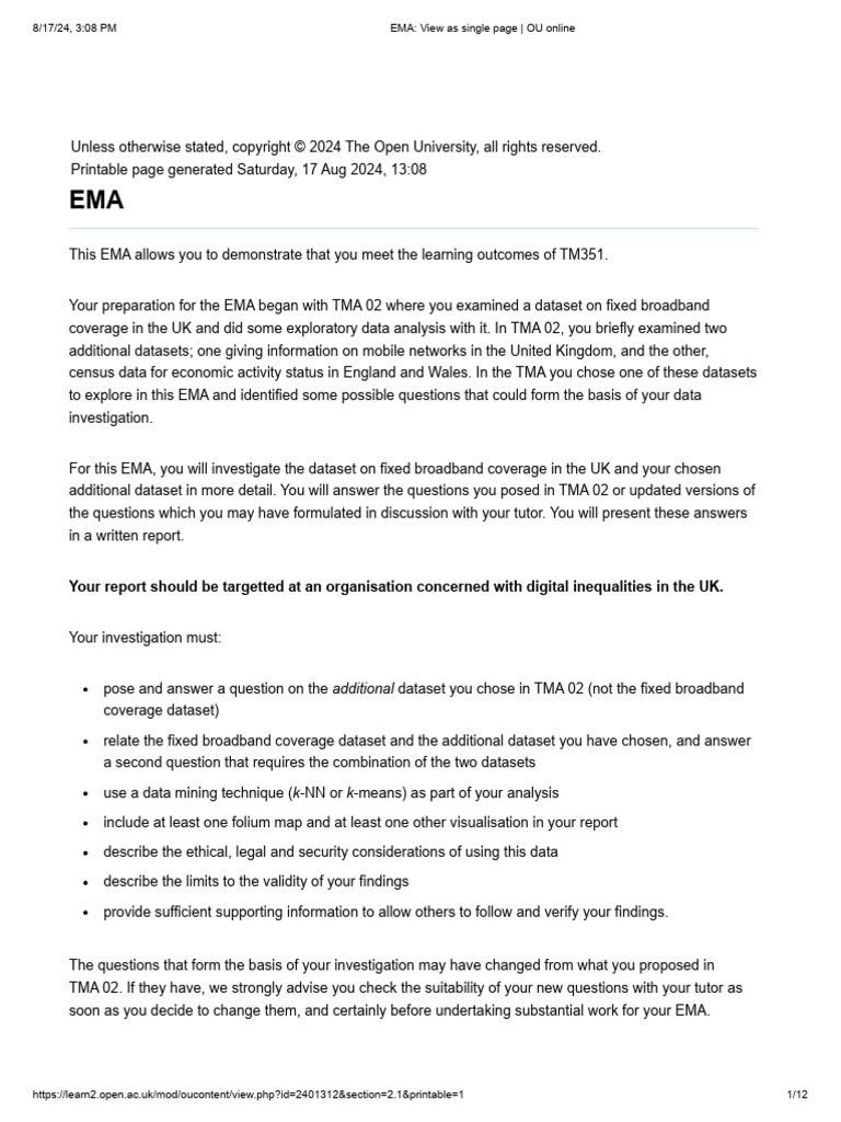 EMA - View As Single Page - OU Online | PDF