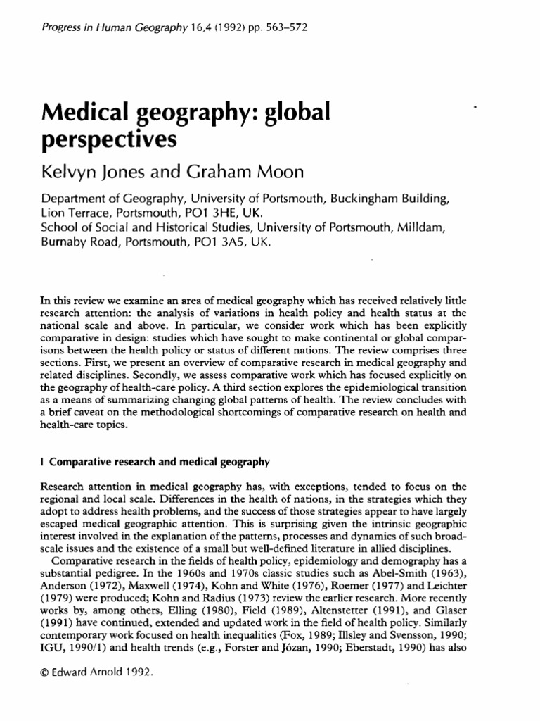 Jones and Monn (1992) - Medical Geography Global Perspectives. Progress ...