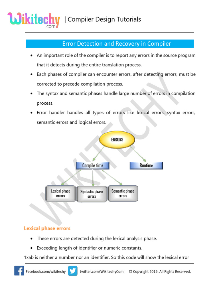 Error Detection and Recovery in Compiler Design | PDF