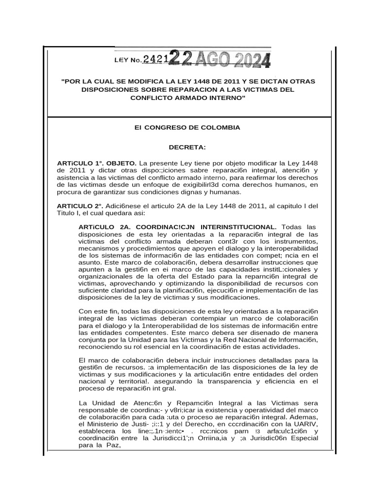 Ley 2421 Del 22 de Agosto de 2024 | PDF