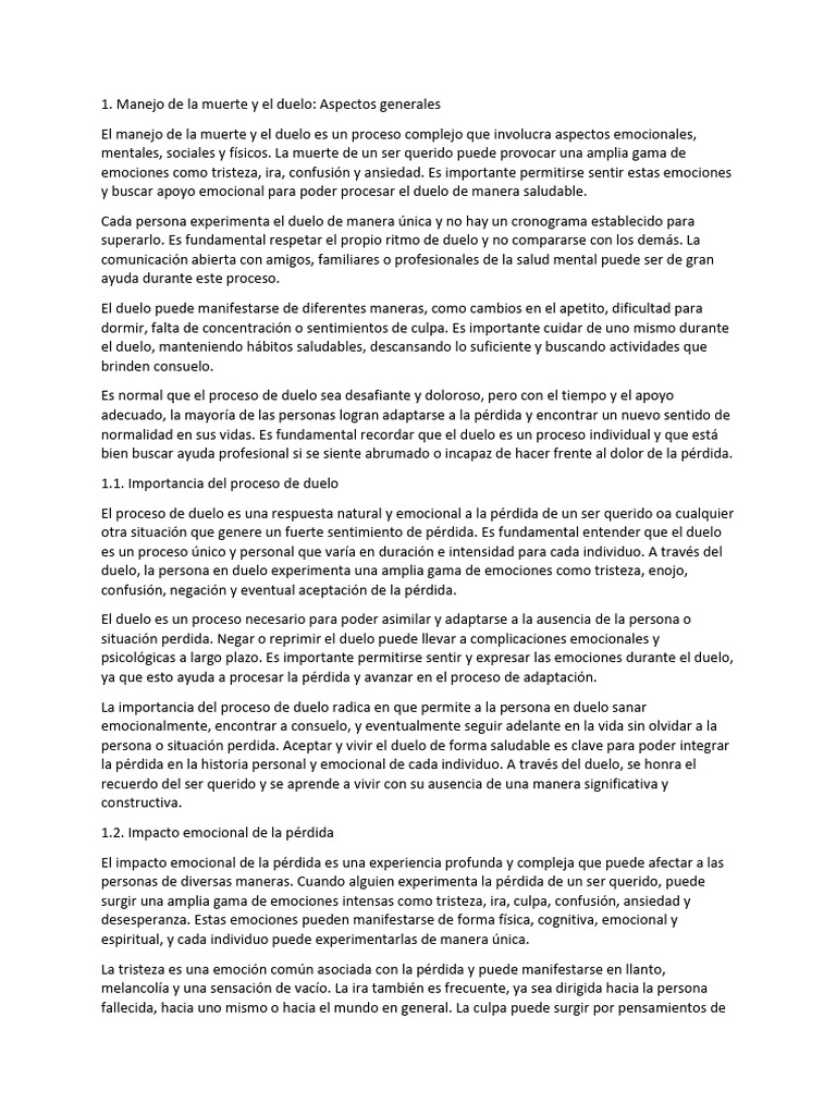 Manejo del Duelo: Guía Completa | PDF | Dolor | Las emociones