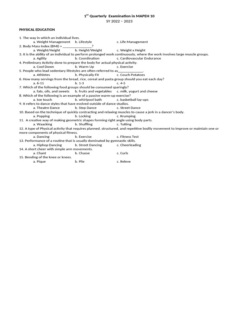 Fitness test pdf