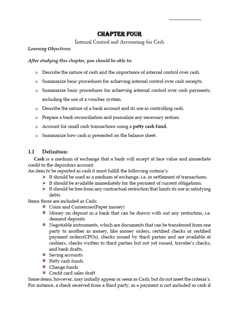 Internal Control and Cash Management | PDF | Cheque | Finance & Money ...