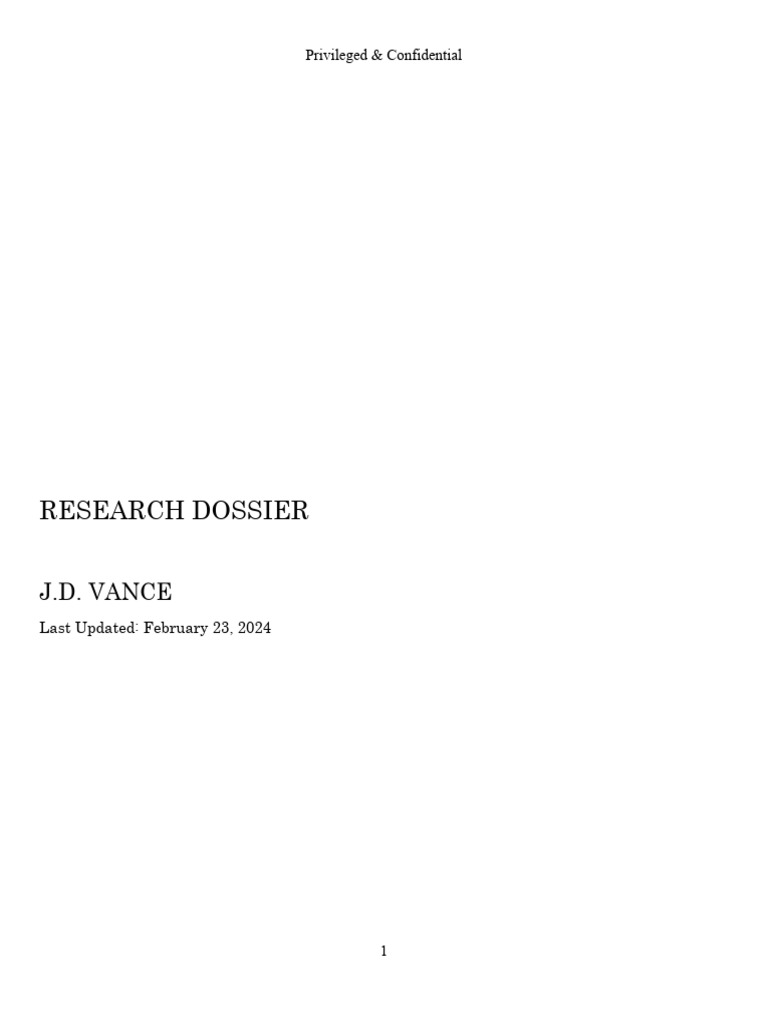 Research Dossier J.D. Vance PDF American Government Republican