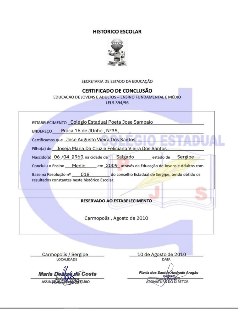 Certificado Escolar | PDF