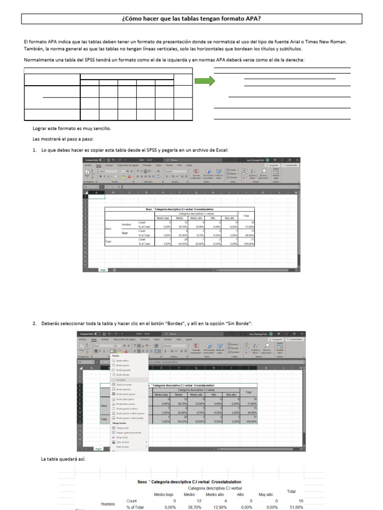 Cómo Hacer Que Las Tablas Tengan Formato APA | PDF