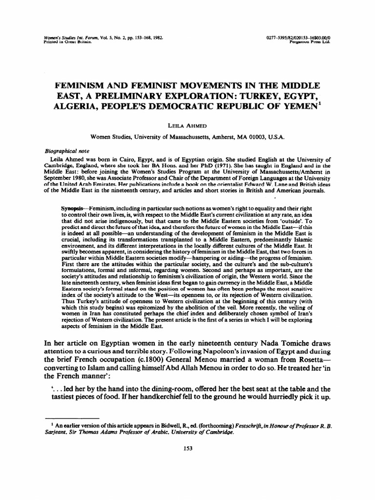 Feminism in the Middle East: An Overview | PDF | Feminism | Classics