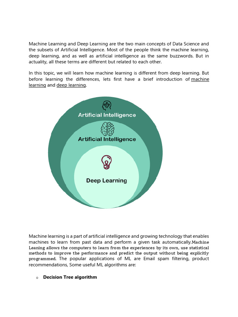 Difference Between Machine Learning and Deep Learning | PDF | Machine ...
