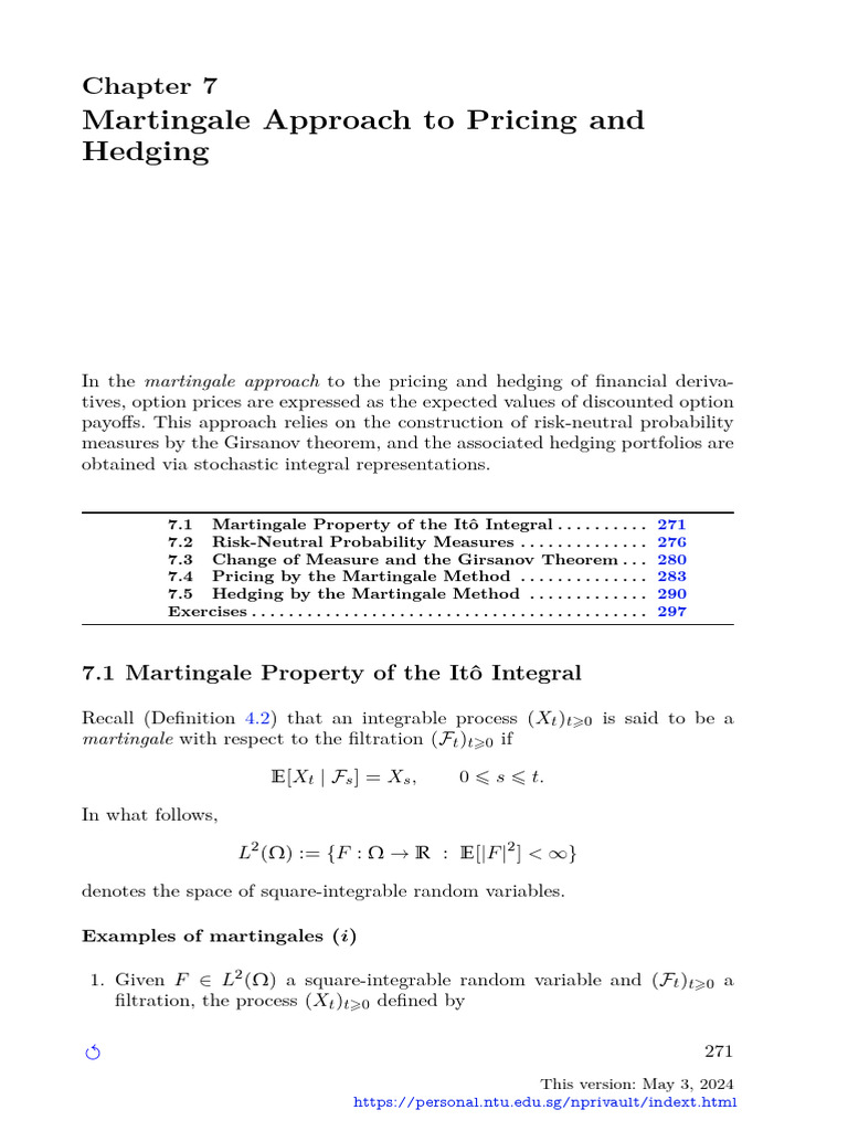 martingalepricinghedging PDF