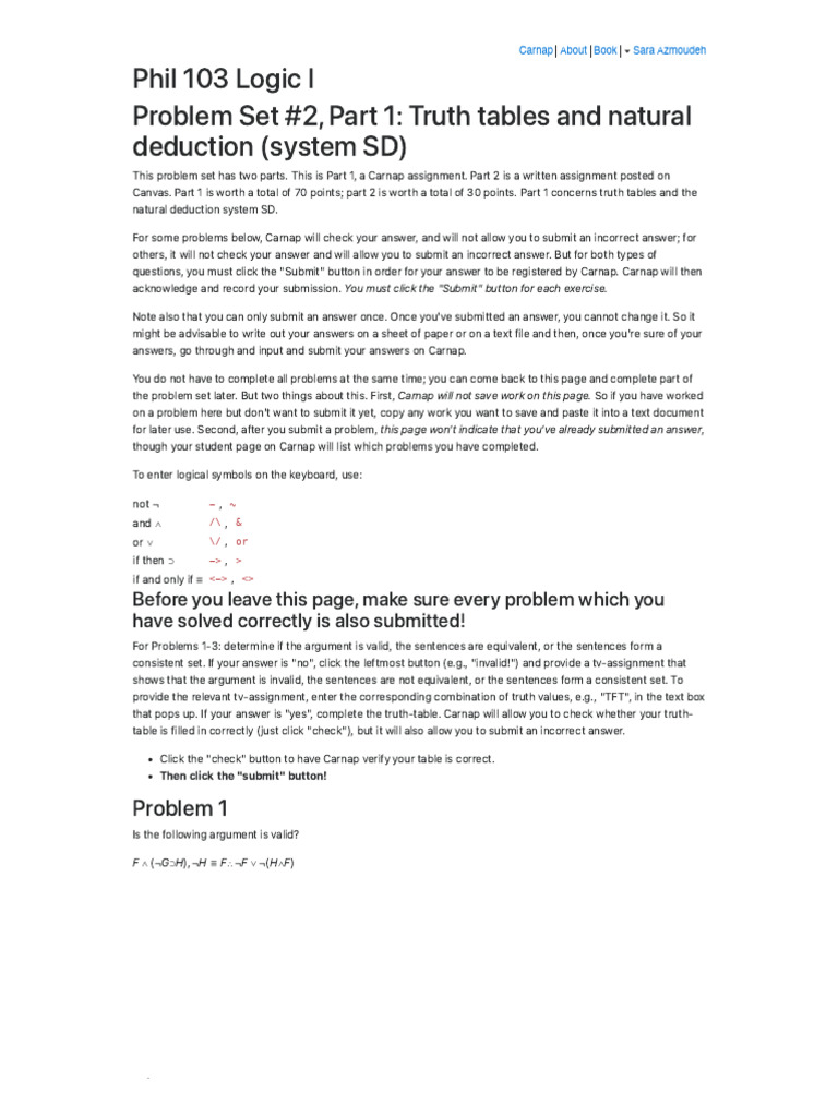 Carnap - Io - Assignments - Logic 103 (Fall 2023) - Problem Set 2, Part ...