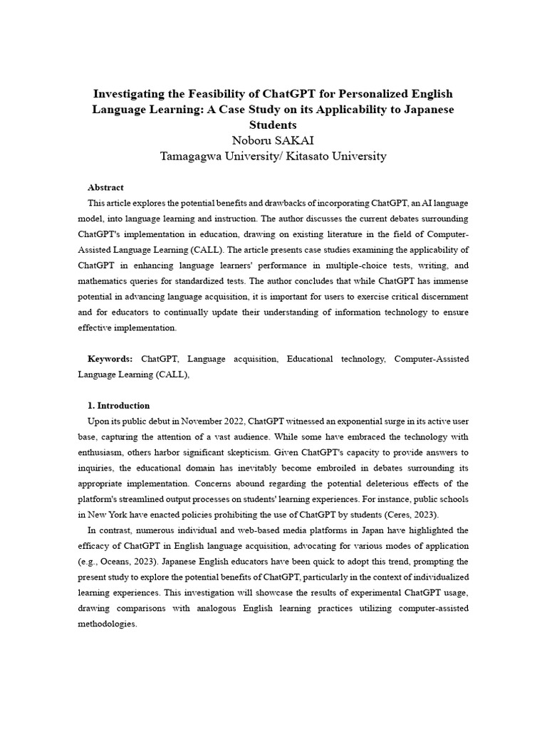 ChatGPT For Personalized English Language Learning | PDF | Language ...