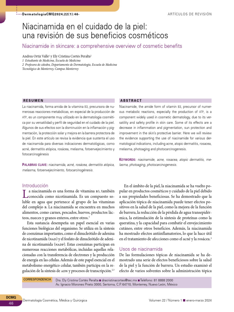 Beneficios de la Niacinamida en Piel | PDF | Piel