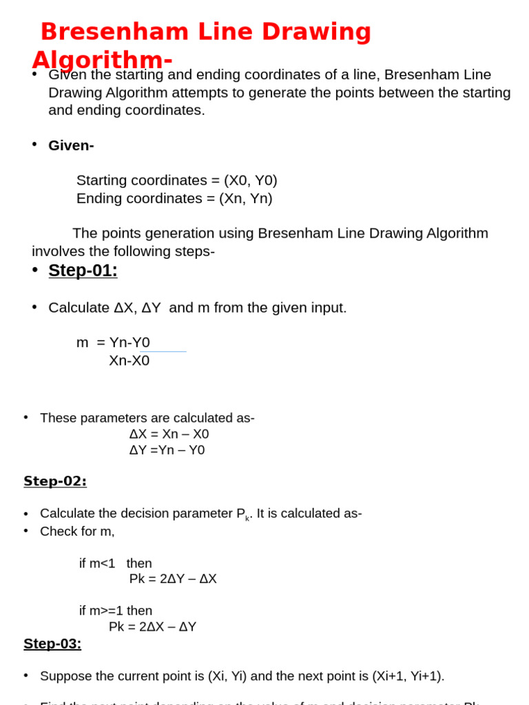 Bresenham Line Drawing Algorithm | PDF