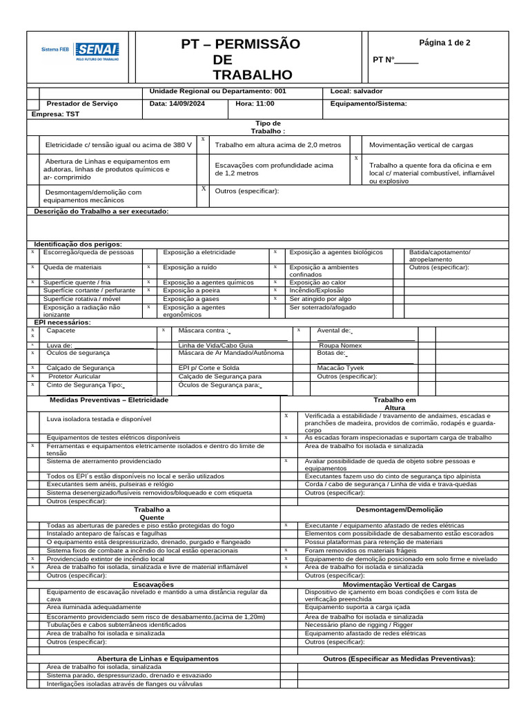 Formulário de PT | PDF