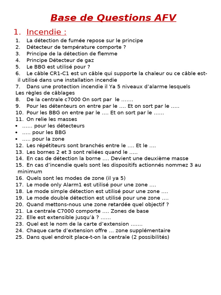 Base de Questions AFV | PDF