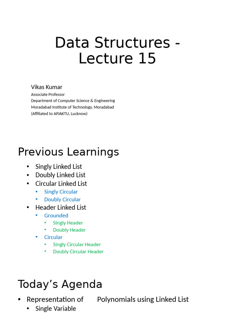 Data Structures - : Vikas Kumar | PDF