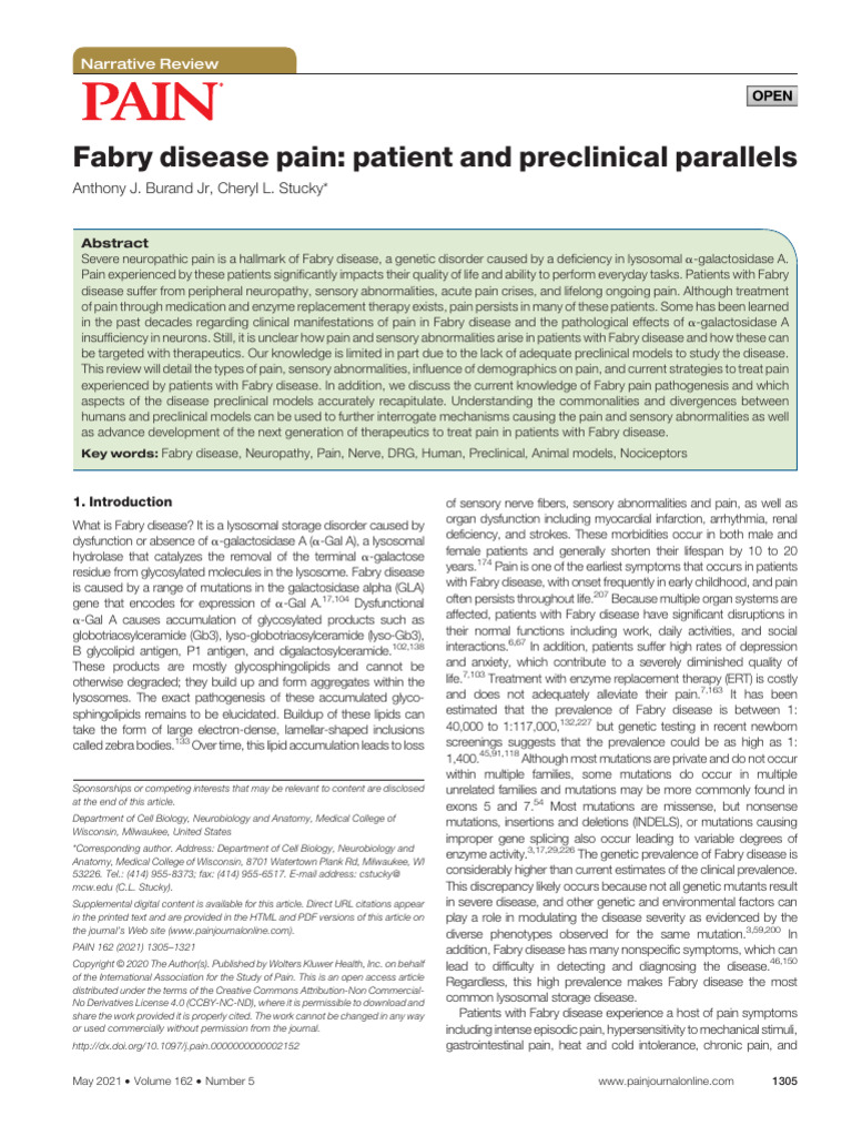 Fabry Disease Pain Patient and Preclinical.5 | PDF