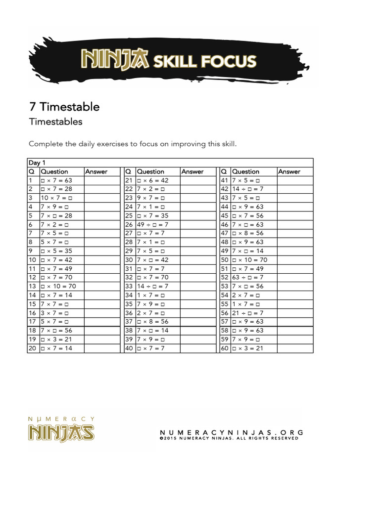 7 Timestable | PDF