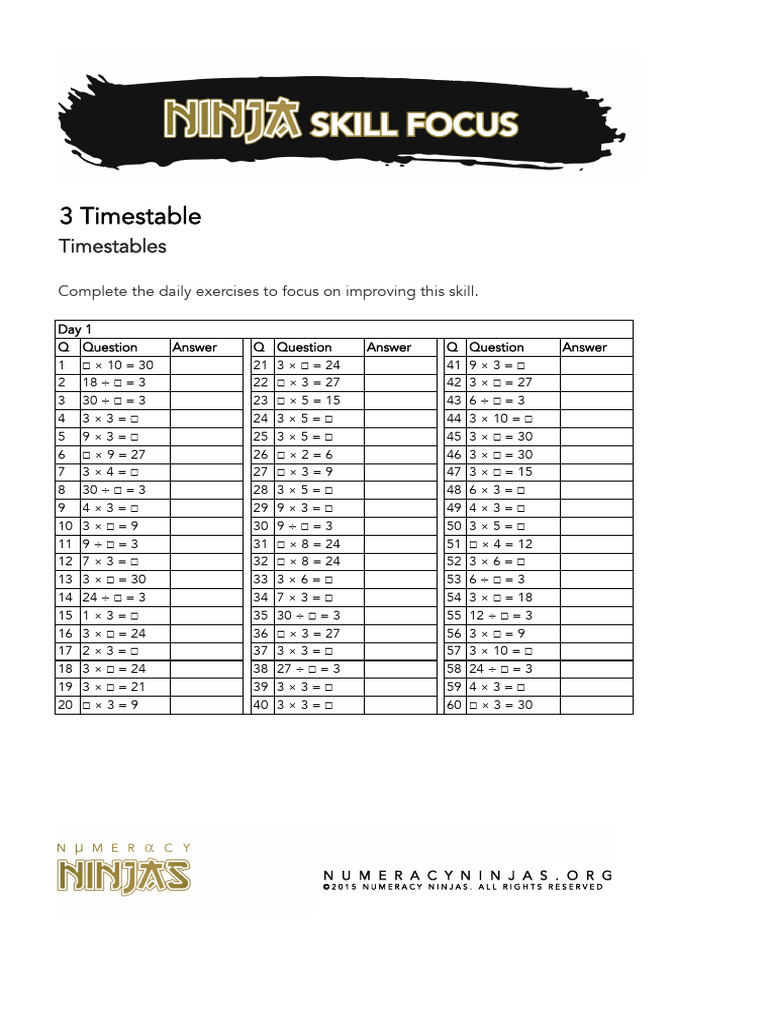 3 Timestable | PDF