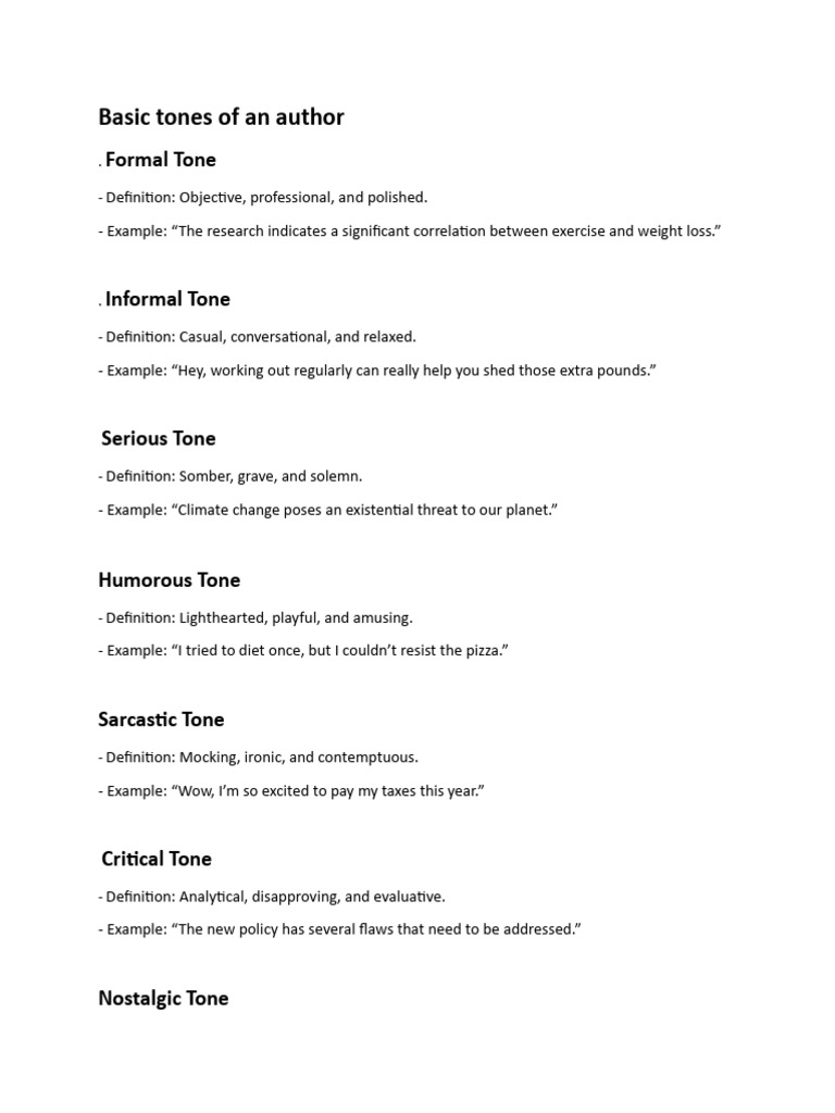 Author Tone Identification Guide | PDF | Word | Foreign Language Studies