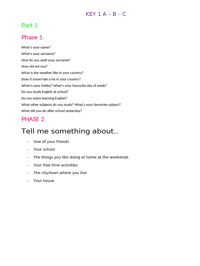 Speaking Test 4 | PDF